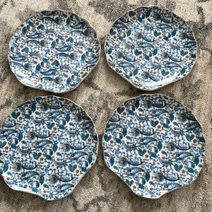 Set of four Lefton 8 inch blue paisley plates